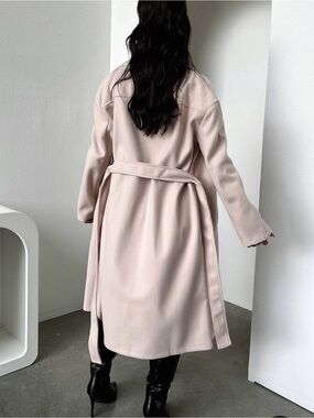 Soft Pink Long Belted Women's Coat